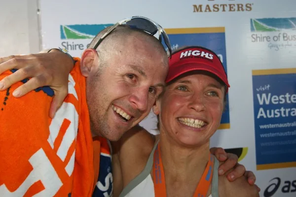 Charlotte Paul and Kristian Manietta after Ironman Western Australia