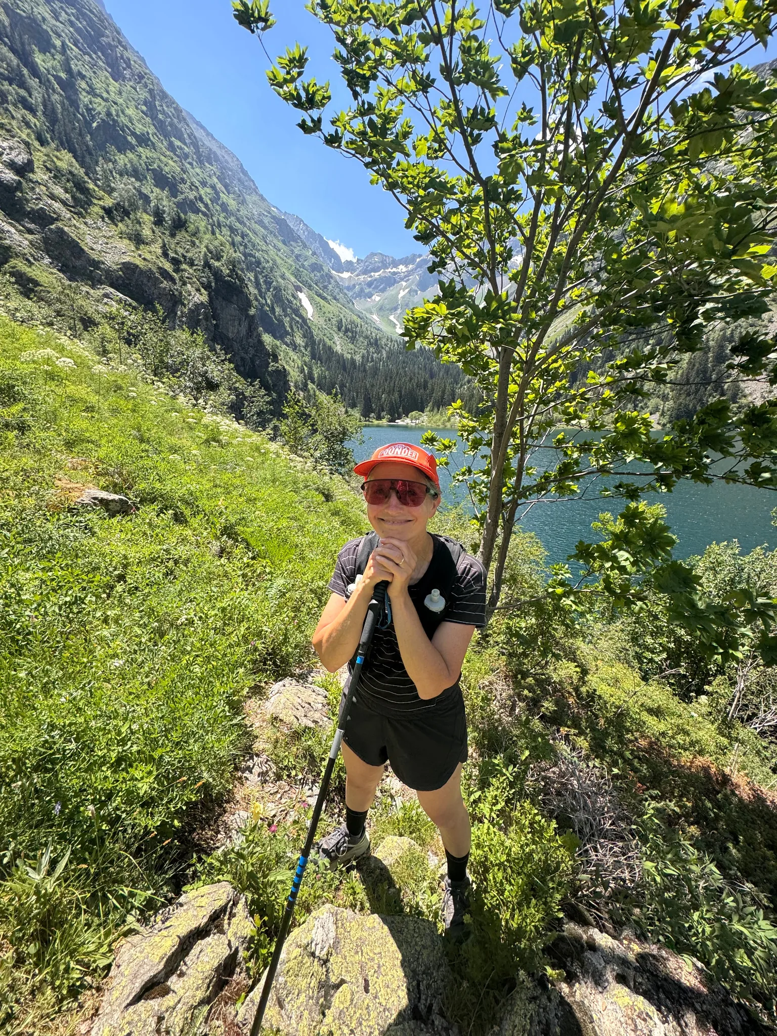 Charlotte fitting in a mountain hike