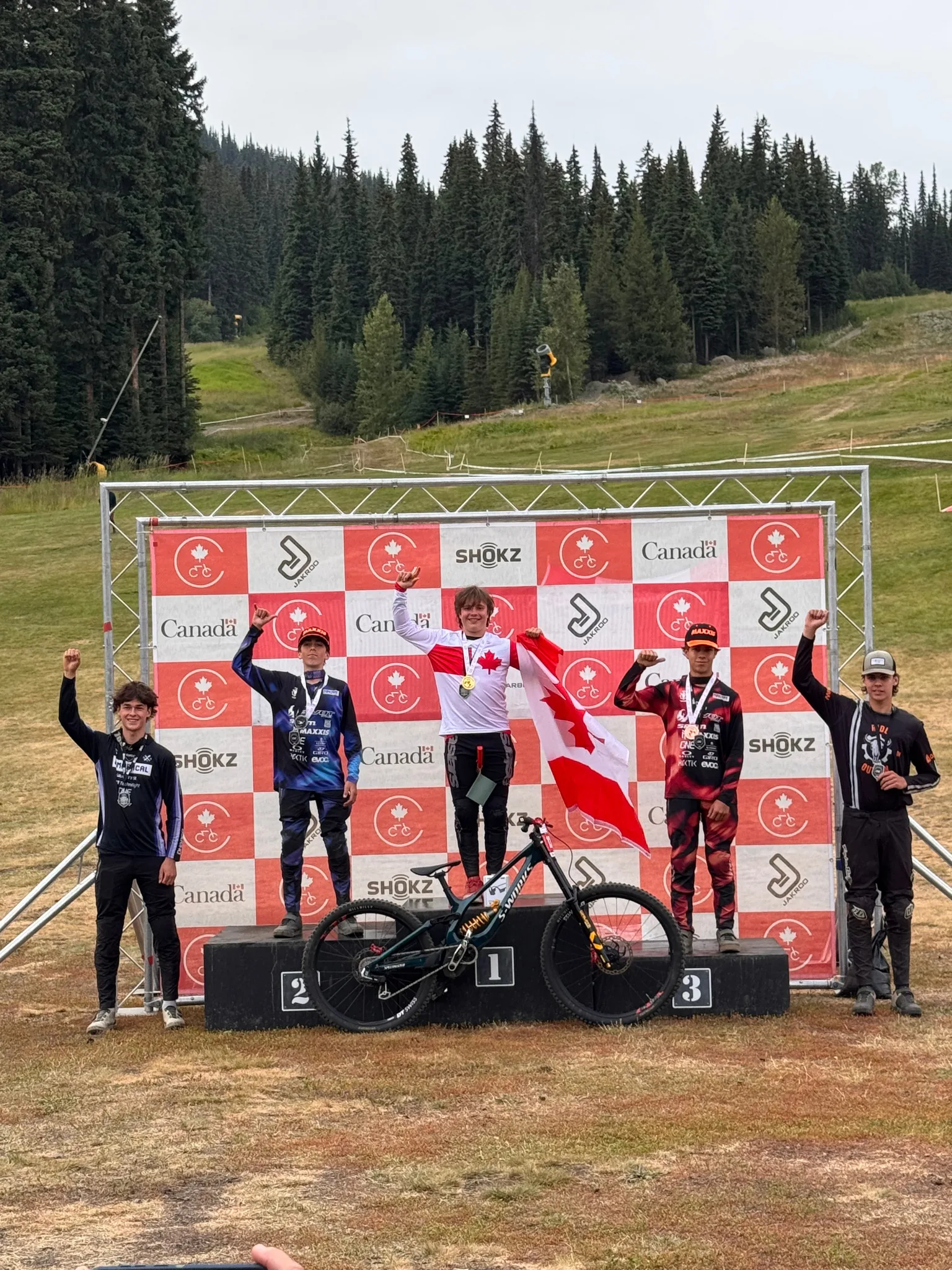 Mack on the national championship podium