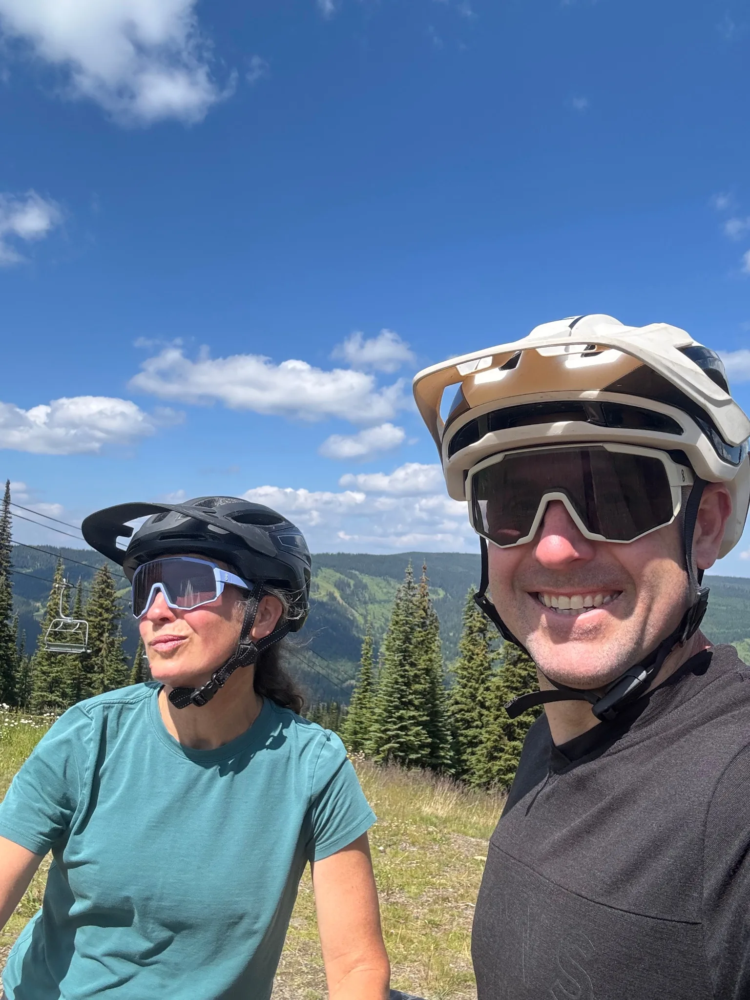 Kristian and Charlotte fitting in a ride during Mack's race trip