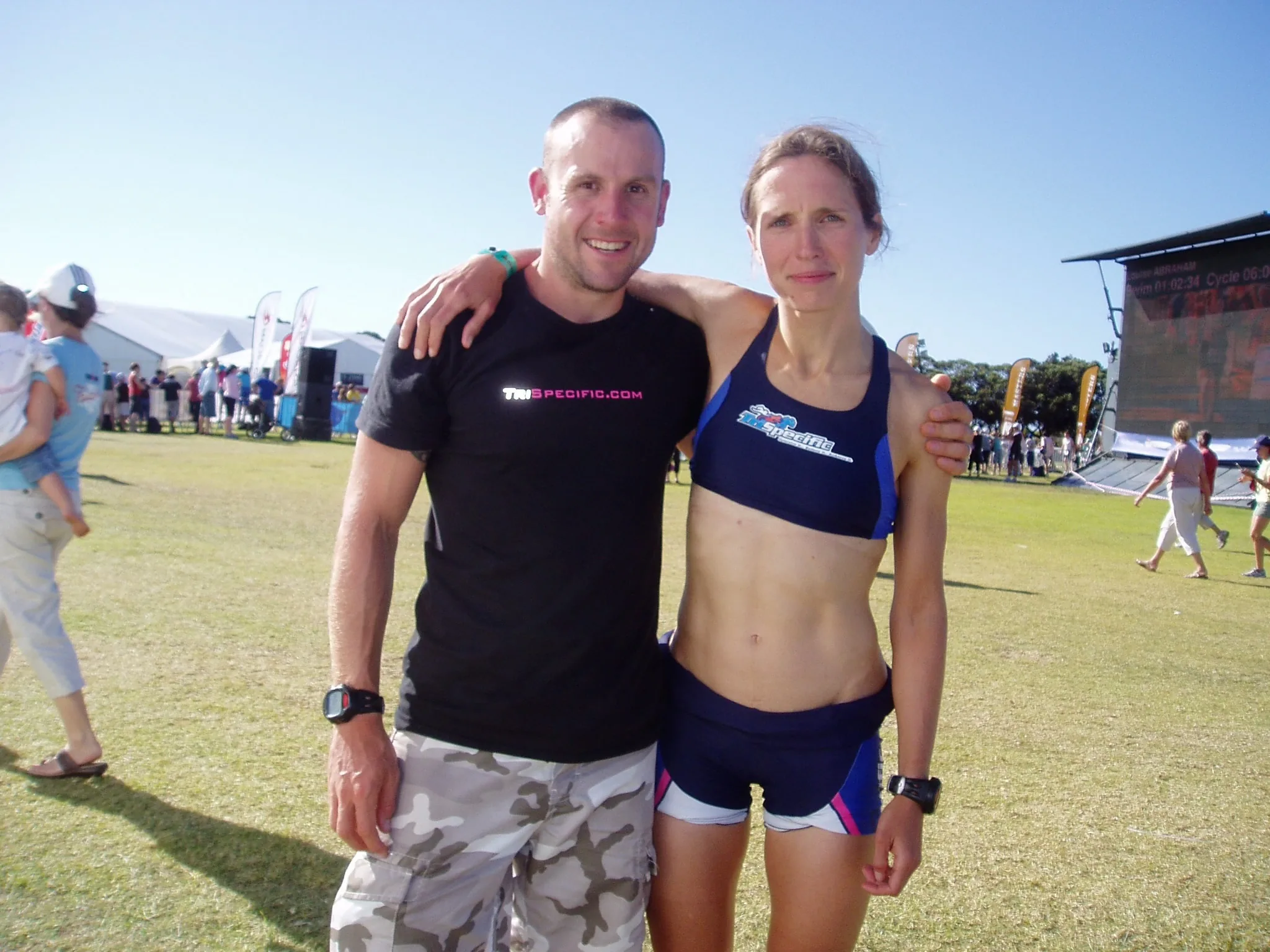 Kristian and Charlotte in TriSpecific clothing at Ironman Western Australia in 2006
